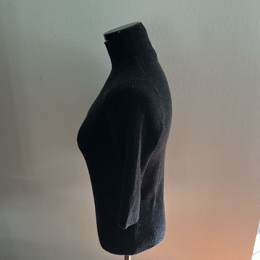 Classique Entier 100% Wool Ribbed Mock Neck Top - Picture 2 of 4